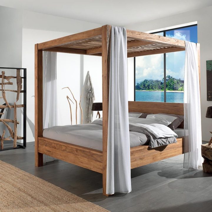Lit À Baldaquin Luna En Teck Recyclé, Un Havre De Paix tout Rideaux Pour Lit Baldequin Lit À Baldaquin Luna En Teck Recyclé, Un Havre De Paix tout Rideaux Pour Lit Baldequin