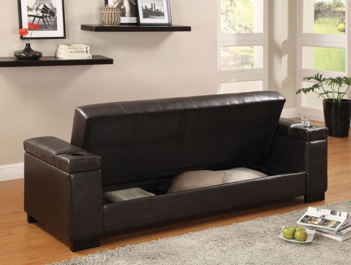Logan Espresso Futon Sofa With Storage – 1Stopbedrooms. avec Idsofa Shops