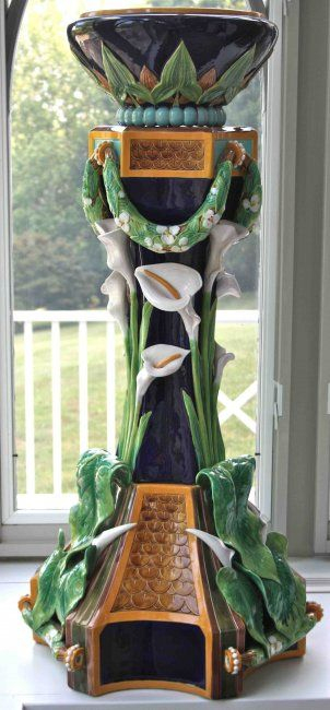 Majolica Monumental Pedestal And Jardiniere, Calla Lily intérieur Calla 2 Pedistal Porcher Majolica Monumental Pedestal And Jardiniere, Calla Lily intérieur Calla 2 Pedistal Porcher