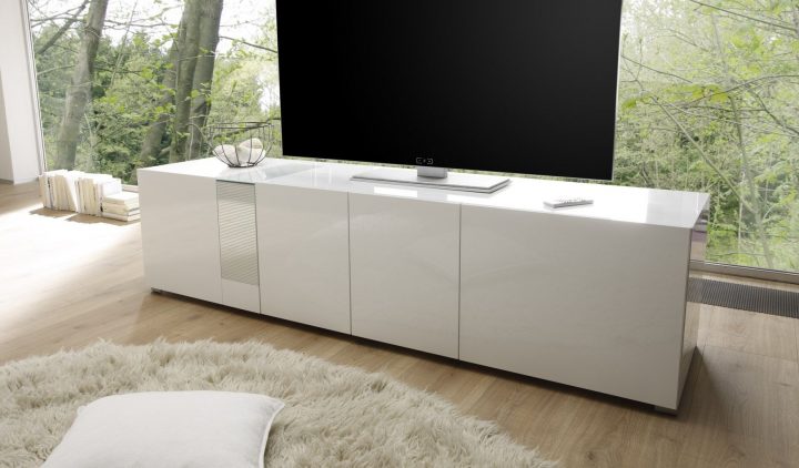 Meuble Bas Tv Laque Blanc Design – Idées De Décoration pour Meubles Blanc