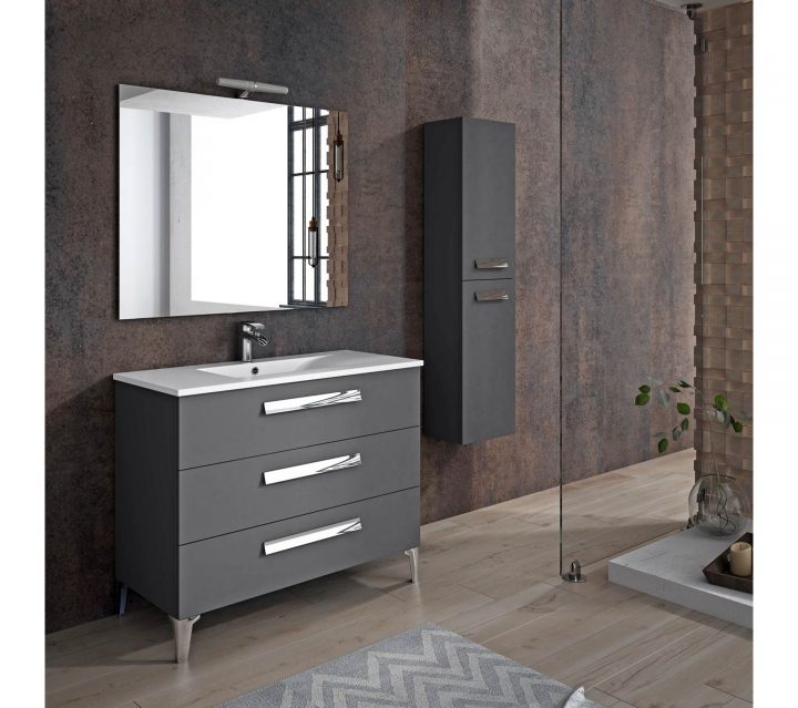 Meuble De Salle De Bain Linares 100 Cm Gris Anthracite serapportantà Brico Depot Meuble 100 Cm