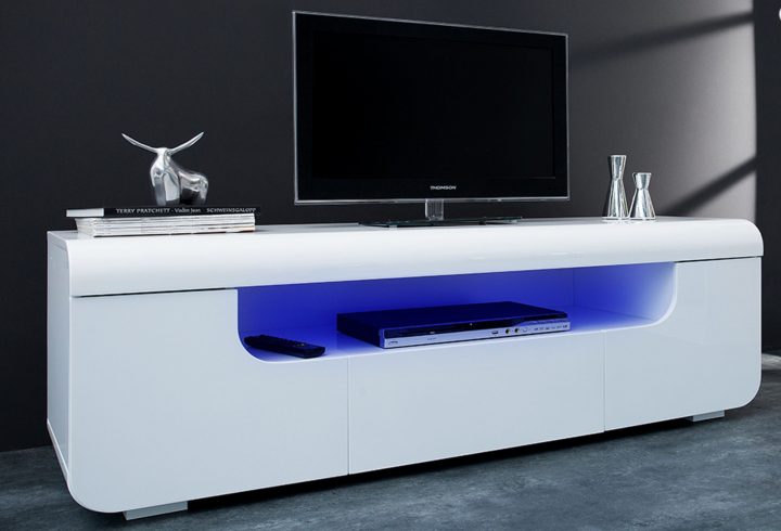 Meuble De Tele Blanc Laque – Idée De Maison Et Déco encequiconcerne Meuble Tv Blanc Sur Pied