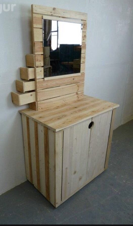 Meuble D'Entrée Bois De Palette Miroir Placard À pour Fabriquer Des Meubles En Bois