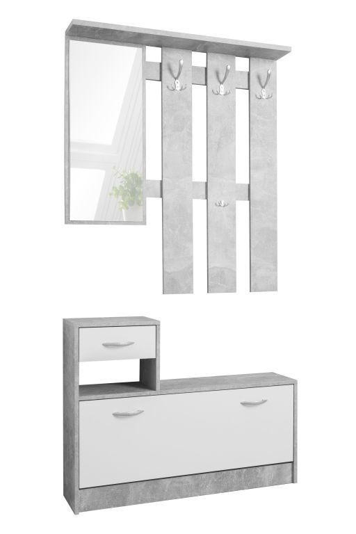 Meuble D'Entrée Rudolf Aspect Béton Texturé – Ton Blanc serapportantà Meuble Sb Concept / Ecran 65 Pouces