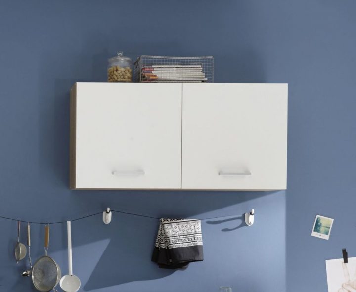 Meuble Haut 100 Cm Andy Ton Blanc Mat | Sb Meubles Discount avec Meuble Sb Concept / Ecran 65 Pouces