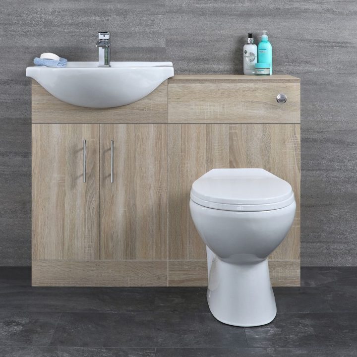 Meuble-Lavabo & Toilette Wc 51X78X30Cm Classic Oak à Toilette Et Lavabo Indegre