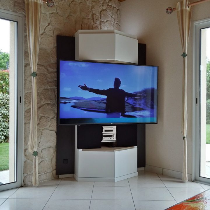 Meuble Multimédia En Coin. intérieur Meuble Sb Concept / Ecran 65 Pouces
