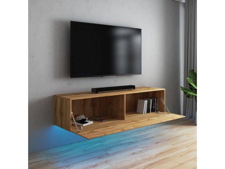 Meuble Tv – Skylara – Chêne Wotan – 160 Cm – Avec Led encequiconcerne Photos Avec Meuble Tv Alphonse De Chez But