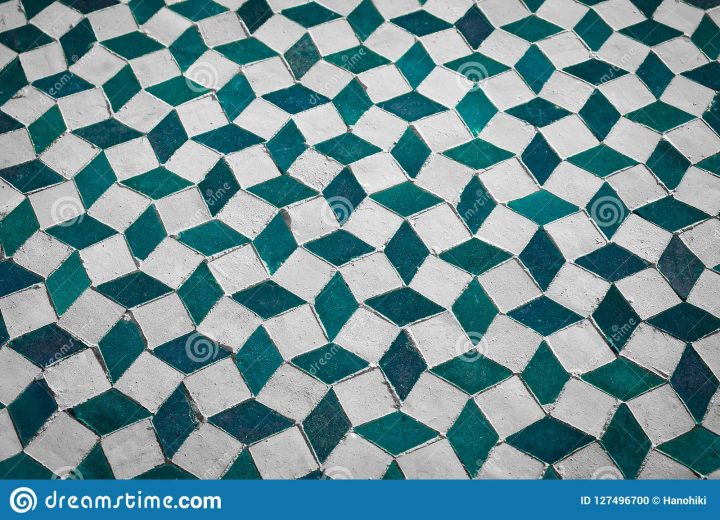 Mosaic Pattern Background , Old Table 3D Cubes Stock Photo serapportantà Rideau Motif Cube 3D
