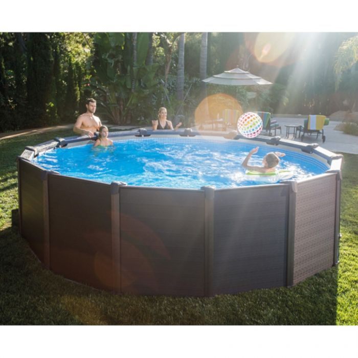 Ø 478 X 124 Cm – Piscine Intex Graphite Panel – Out At Home pour Piscine Intex Grzphite