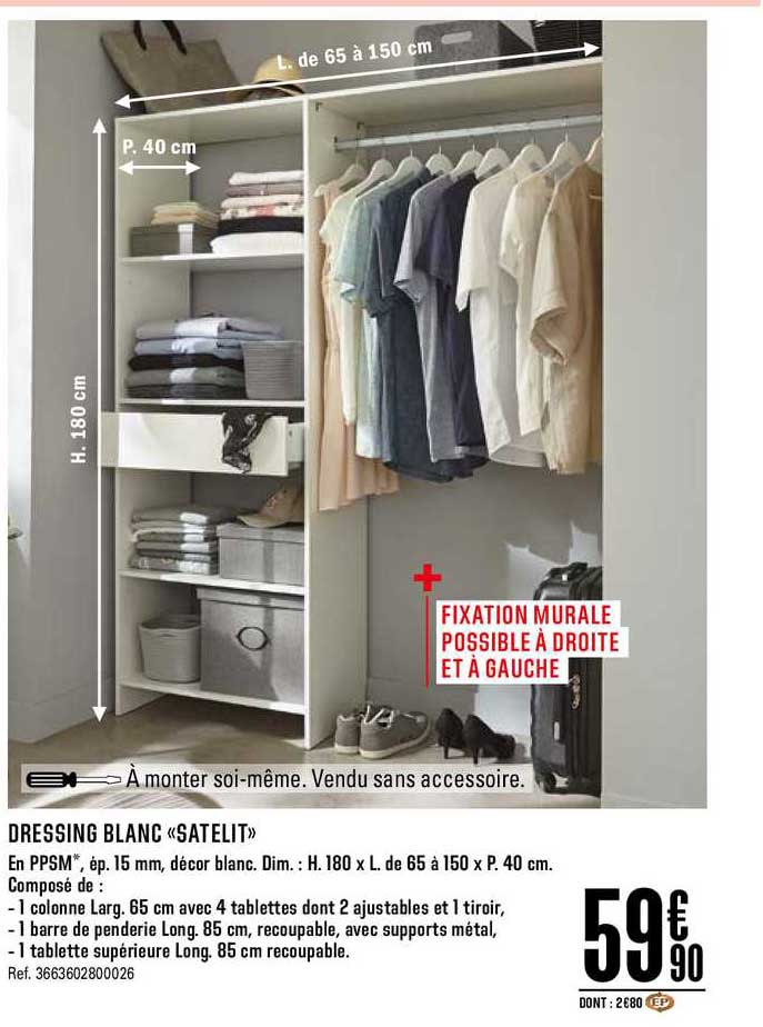 Offre Dressing Blanc Modulable Chez Brico Depot concernant Dressing Brico Depot