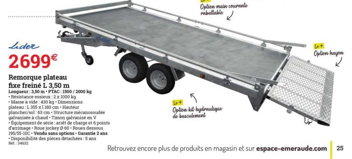 Offre Remorque Plateau Fixe Freiné L 3,50 M Lider Chez tout Remorque Brico Depot Offre Remorque Plateau Fixe Freiné L 3,50 M Lider Chez tout Remorque Brico Depot