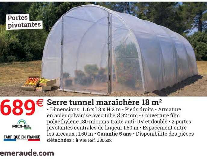 Offre Serre Tunnel Maraîchère 18 M2 Chez Espace Emeraude serapportantà Serre Tunnel Leclerc