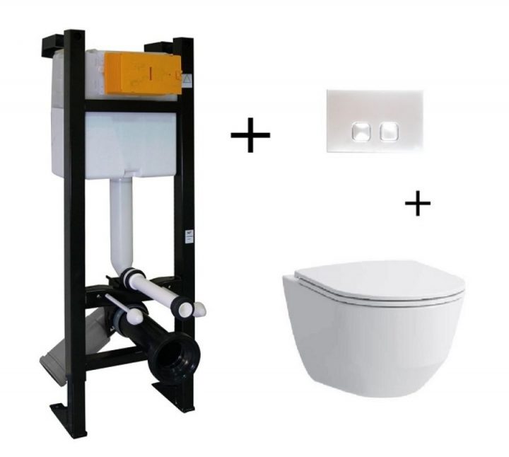 Pack Bâti-Support Evo + Cuvette Sans Bride Rimless à Bati Wc Slim Pack Bâti-Support Evo + Cuvette Sans Bride Rimless à Bati Wc Slim