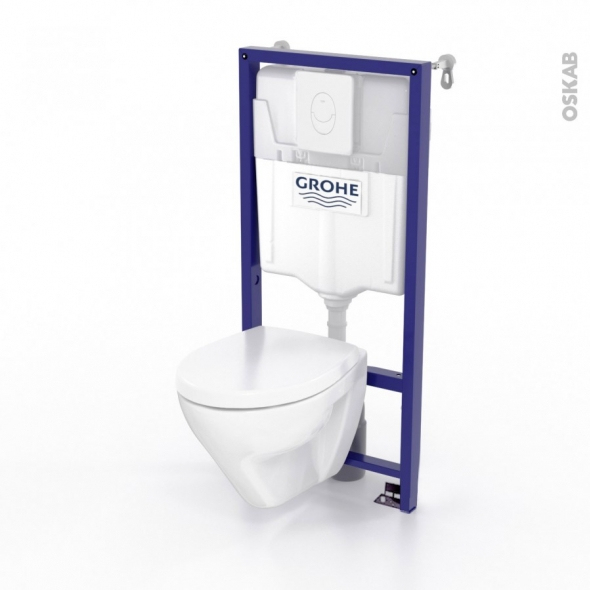 Pack Wc Grohe Suspendu Bâti Mural Rapid Sl Cuvette Zapa destiné Gabarit De Percage Pour Bati Suspendu Grohe Sl