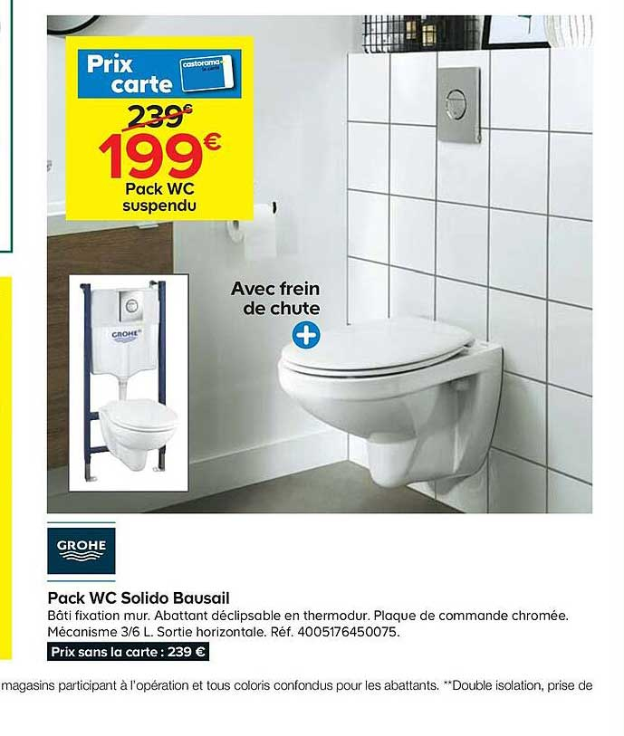 Pack Wc Suspendu Grohe Sans Bride Castorama – Pack Wc dedans Gabarit Pour Percage Evacuation  Wc Sspendu Grohe