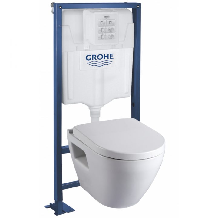 Pack Wc Suspendue Grohe Avec Cuvette Gain De Place concernant Gabarit De Percage Pour Bati Suspendu Grohe Sl
