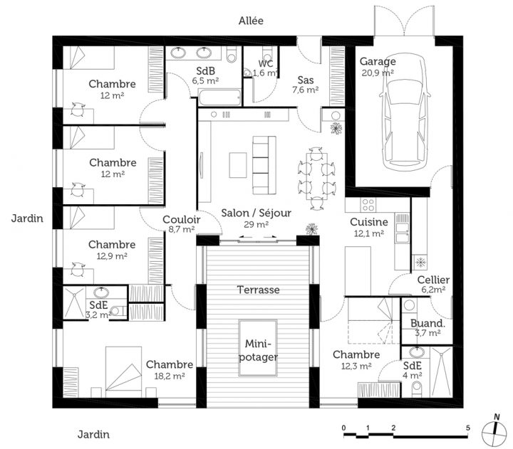 Plan De Maison Plain Pied 5 Chambres Avec Garage destiné Plan De Cabanon Rona Gratuit