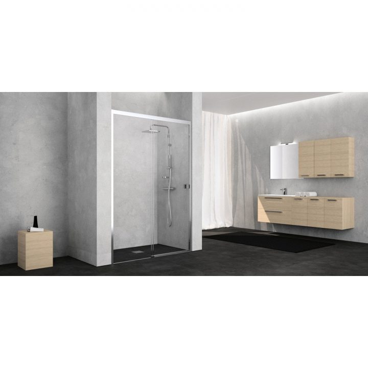 Porte De Douche Coulissante 120 Cm, Transparent, Neo pour Pieds De Douche Leroy Merlin