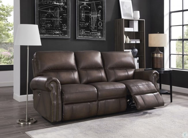 Raymond Concord Walnut Leather Power Reclining Sofa From intérieur Idsofa Shops