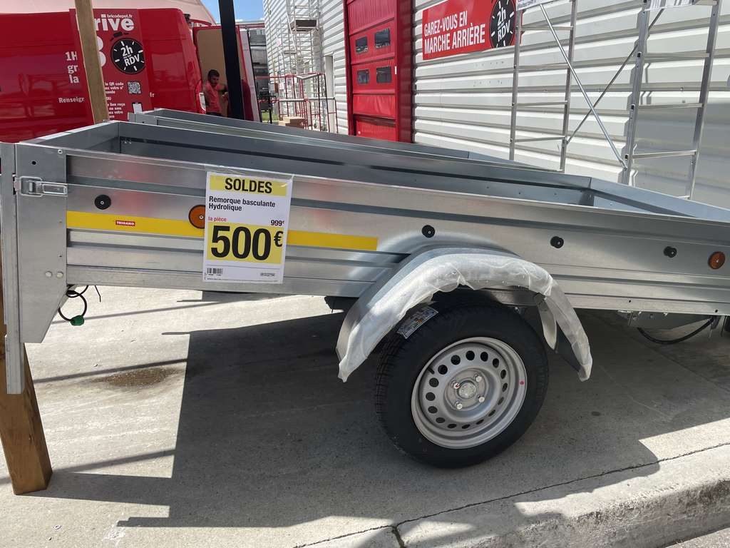 Remorque Basculante Simple Essieu Trigano (500/750 Kg avec Remorque Brico Depot