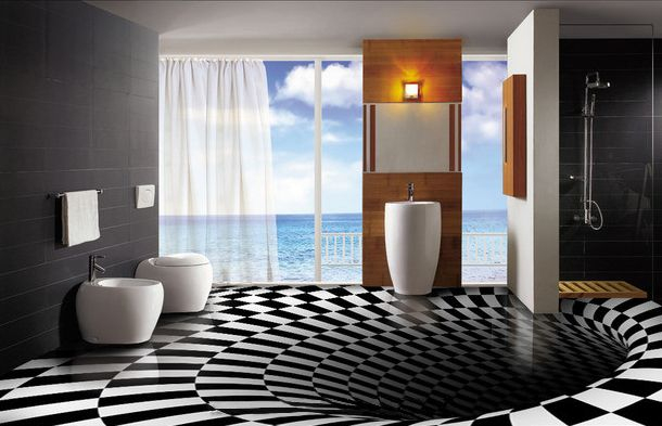 Revêtement De Sol 3D Personnalisé Vinyle Auto-Adhésif intérieur Sol Vinyle Cabochon Noir Et Blanc