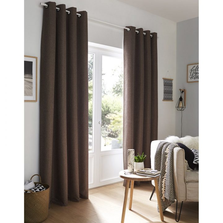Rideau Occultant, Calypso, Taupe, L.140 X H.240 Cm | Leroy concernant Leroy Merlin Rideaux