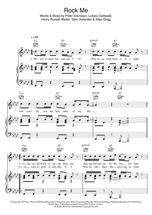 Rock Me Sheet Music By One Direction (Piano, Vocal avec Installer Mebegener