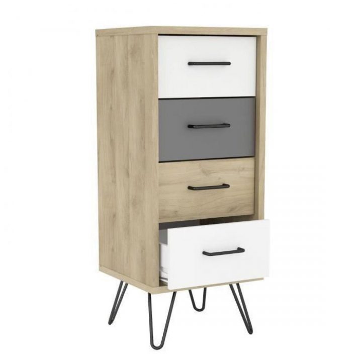 Sans Marque – Filea Chiffonnier 4 Tiroirs – Decor Chene serapportantà Chene Kronberg Sans Marque – Filea Chiffonnier 4 Tiroirs – Decor Chene serapportantà Chene Kronberg