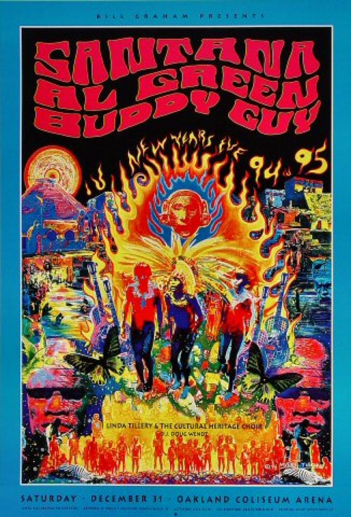 Santana Vintage Concert Poster From Oakland Coliseum Arena pour Poster
