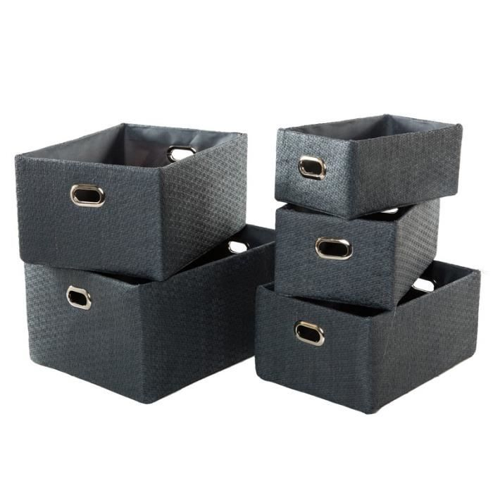 Set De 5 Paniers De Rangement En Papier Gris Foncé destiné Rangement Papier Grand Format Set De 5 Paniers De Rangement En Papier Gris Foncé destiné Rangement Papier Grand Format