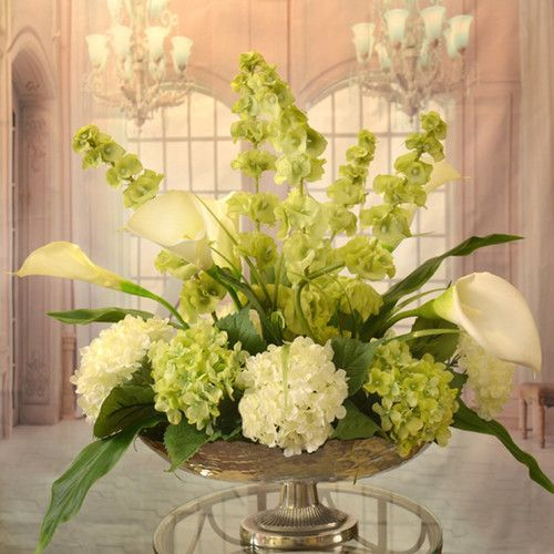 Silk Hydrangea Floral Arrangement In Vase | Silk Flower destiné Calla 2 Pedistal Porcher