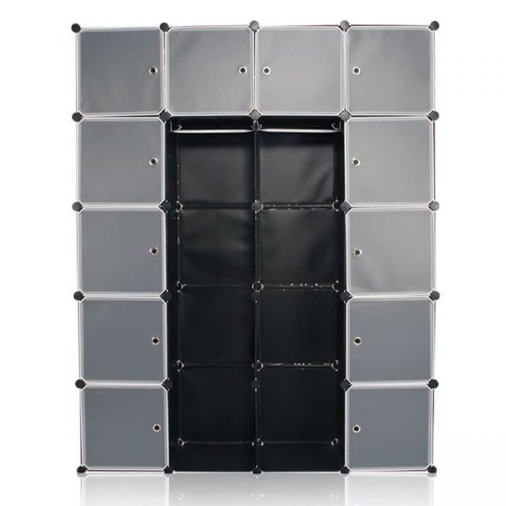 Sungle Diy Armoire Plastique Noir,Étagère Plastique,Meuble avec Armoire Plastique