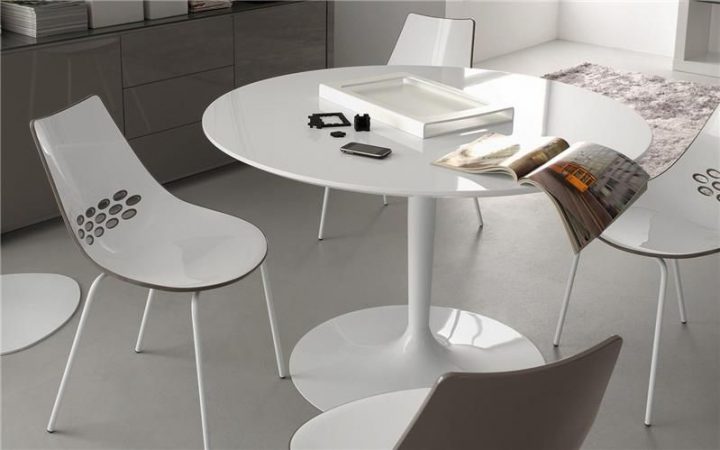 Table De Cuisine Ronde Design Blanche Et Pied Central encequiconcerne Table Blanche Ronde Directoir