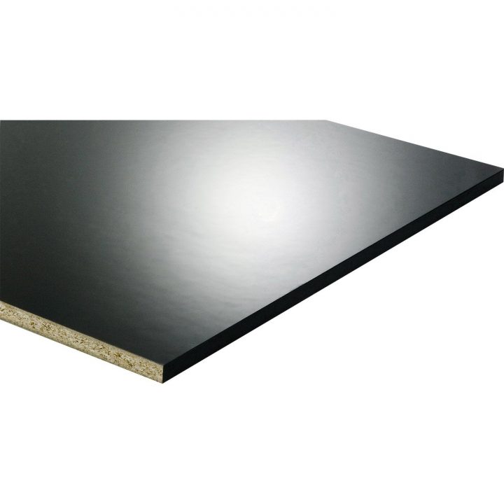 Tablette Mélaminé Glossy Noir, L.250 X L.60 Cm X Ep.18 Mm pour Champlat Pvc Anthracite