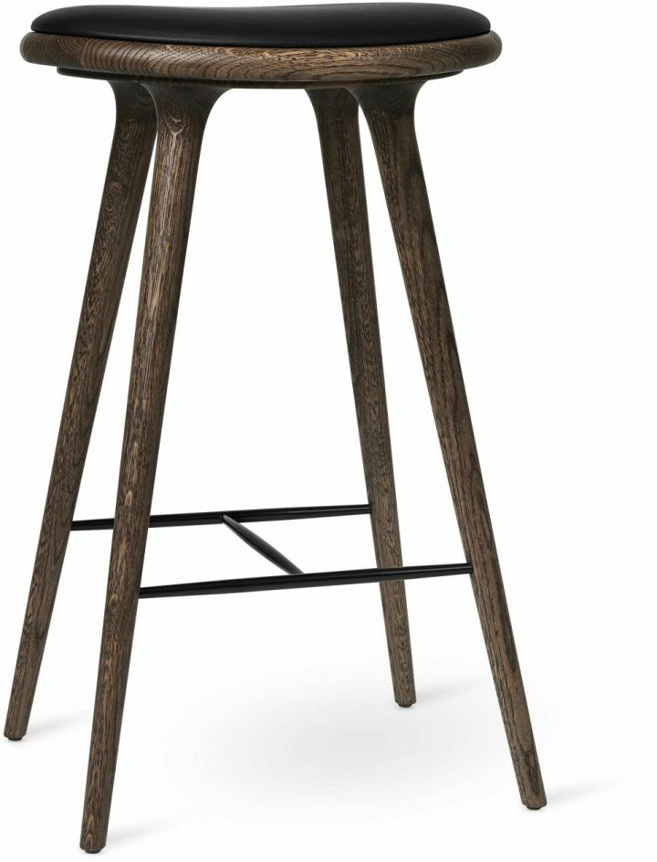 Tabouret De Bar En Chêne Marron Et Cuir 74 Cm High Stool encequiconcerne Mater Mobilier
