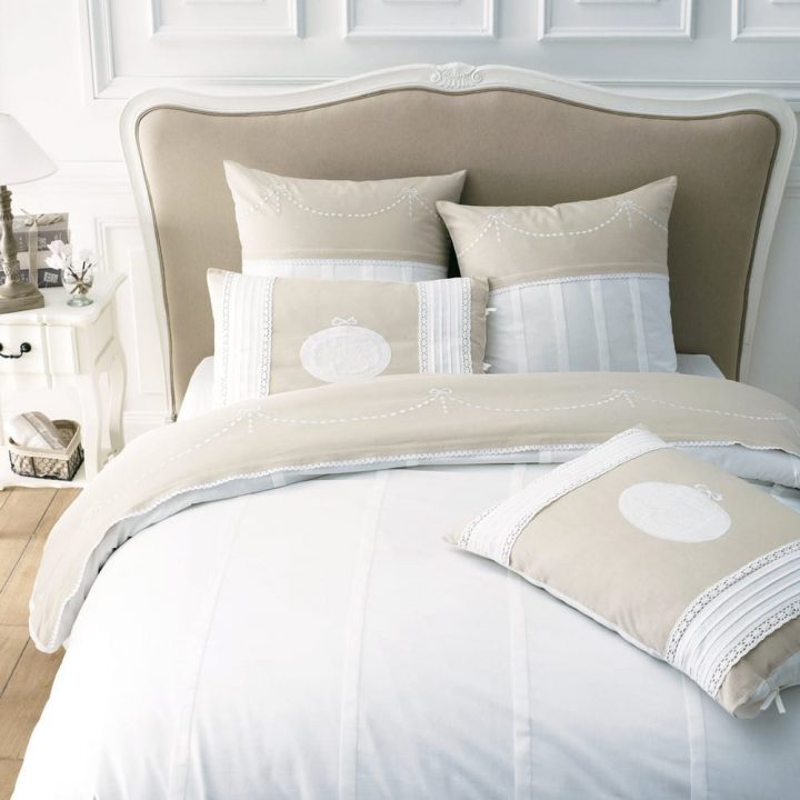 Tête De Lit En Bois Massif Et Coton L 140 Cm Joséphine tout Tete De Lit Nouchara