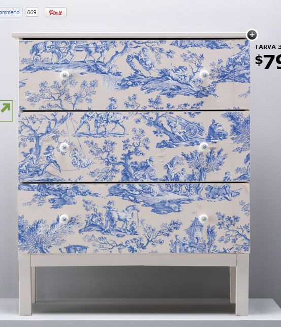 This Dresser Is The Ikea Tarva That They Decorated With avec Toile Ikea