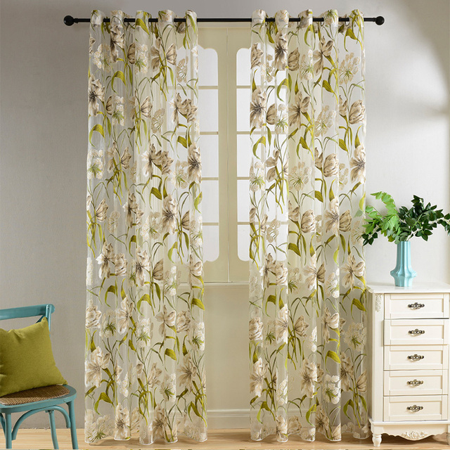 Topfinel Tropical Floral Semi Sheer Rideaux Pour Salon concernant Voilage Type Chalet