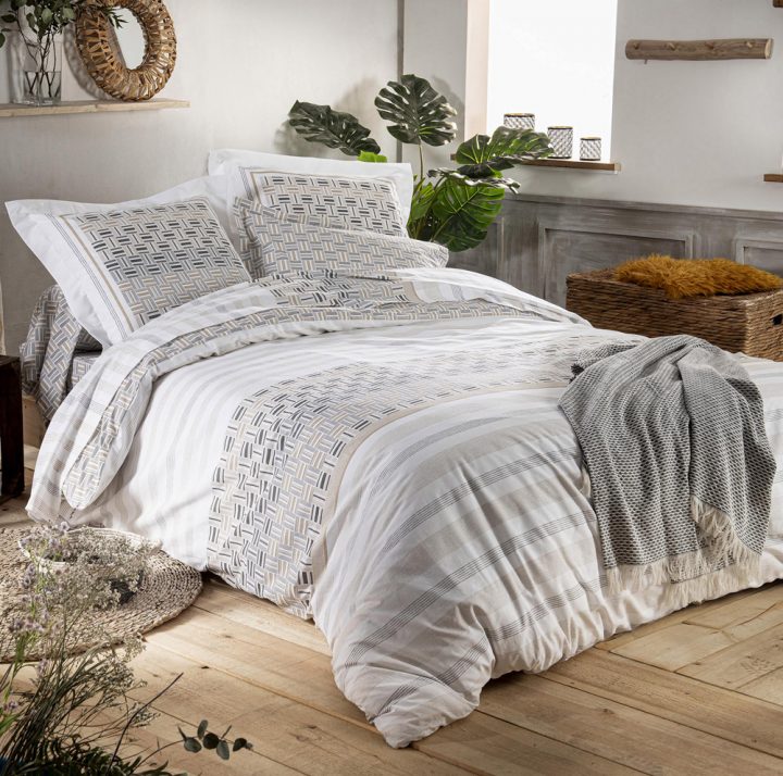 Tradilinge Housse De Couette Diego Gris Coton intérieur Rideau Diego Tradilinge Housse De Couette Diego Gris Coton intérieur Rideau Diego