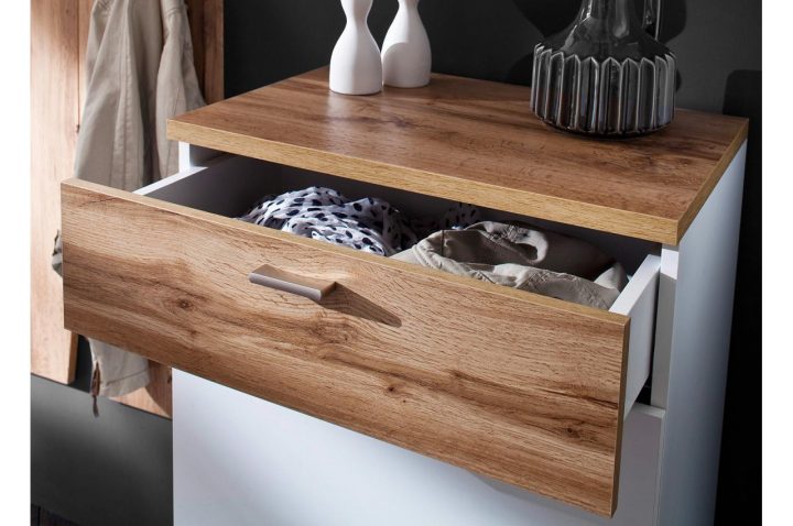 meuble d’entrée bois et blanc