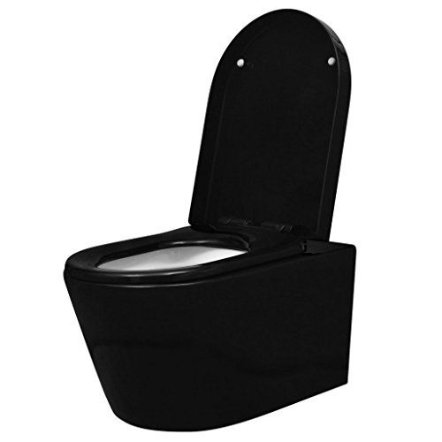 Vidaxl Cuvette Céramique Noir Abattant Wc Fermeture En concernant Cuvette Toilette Suspendu Noir Oeuf
