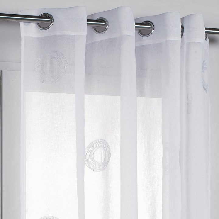 Voilage Tamisant, Cosmos Blanc/Argent L.140 X H.260 Cm concernant Voilage Leroy Merlin