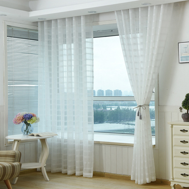 White Tulle Curtains Translucent Curtain Living Room serapportantà Rideau Salon Wish