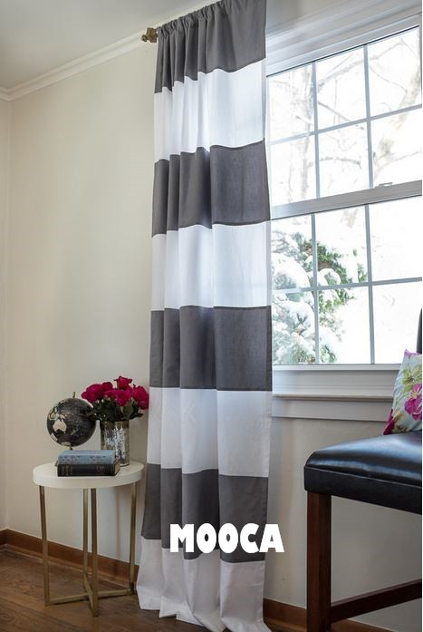 Width 180Cm 100% Cotton Grey And White Horizontal Stripe tout Rideau Salon Wish Width 180Cm 100% Cotton Grey And White Horizontal Stripe tout Rideau Salon Wish
