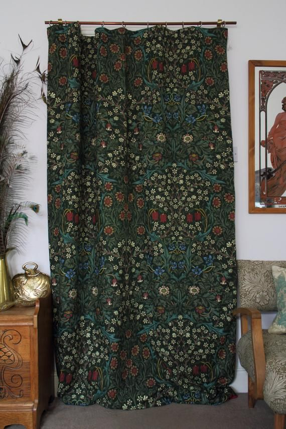 William Morris Blackthorn Lined With Velvet Portiere Door destiné Portiere Chenille William Morris Blackthorn Lined With Velvet Portiere Door destiné Portiere Chenille
