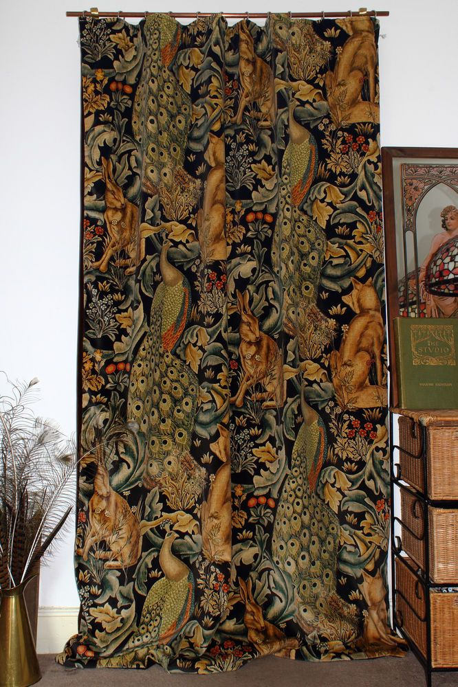 William Morris Fruit Minor Chenille Lined Door Curtain 84 encequiconcerne Portiere Chenille