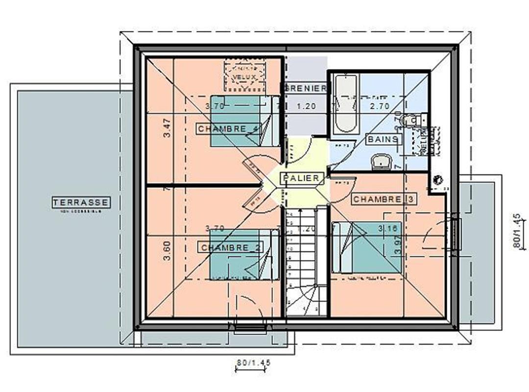 plan étage 3 chambres