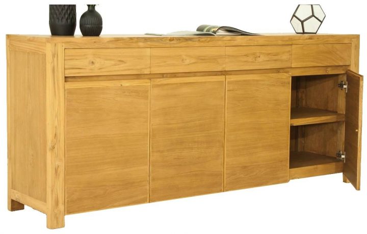 Buffet En Bois Massif 4 Portes 4 Tiroirs Teck Naturel tout Balancoire 4 Place A Vendre Bois