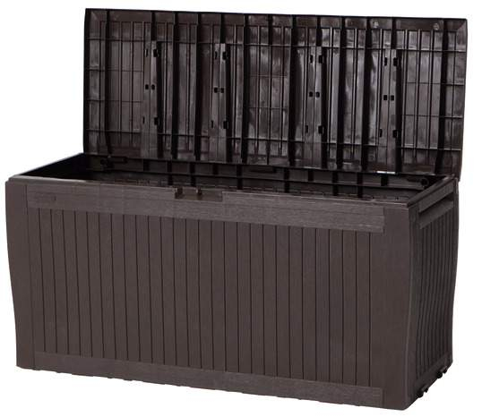 Coffre De Rangement Polypropylène Keter "Comfy" 270 L – Marron, L. 116 avec Malle De Jardin Lidl